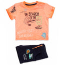 Losan Baby Boy Summer 2 Piece Short Set Orange Tee Shirt Blue Shorts