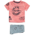 Losan Baby Boy Short Set Striped Denim Shorts Pocket Tee Shirt