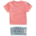 Losan Infant Boy 2 Piece Striped Denim Shorts Pocket Tee Shirt