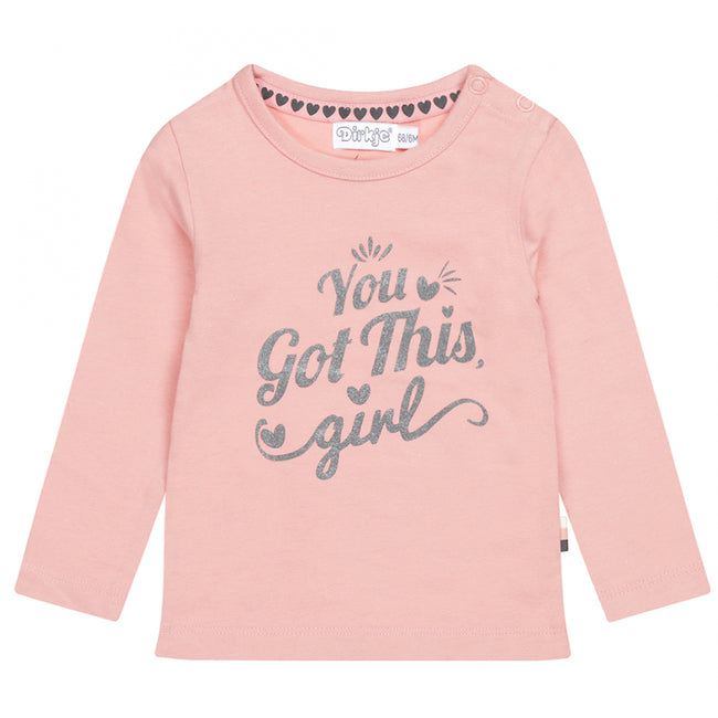 DIRKJE Baby Girl Old Pink Long Sleeve You Got This Girl Shirt