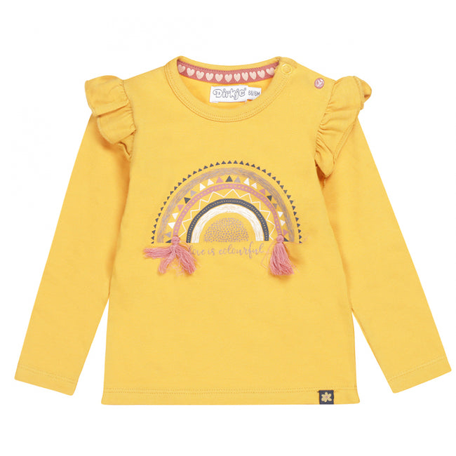 DIRKJE Baby Girl Mustard Yellow Retro Sunset Top