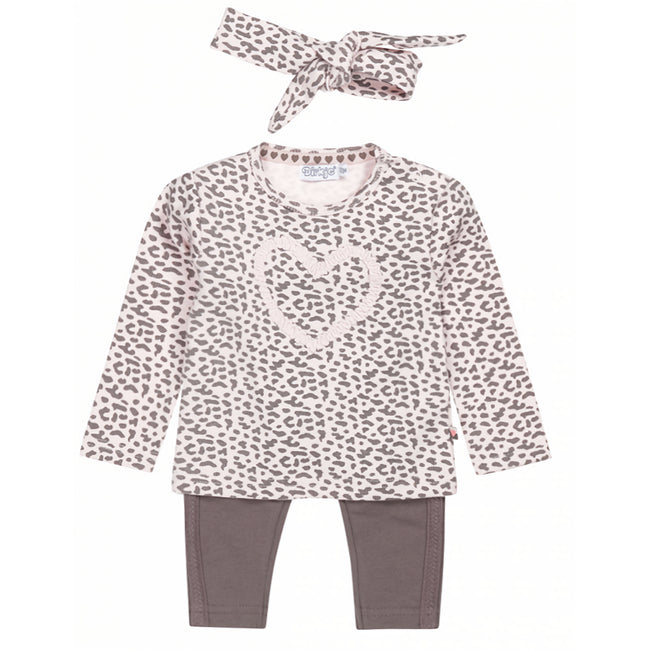 DIRKJE Baby Girl Pink Brown Heart Pant Set