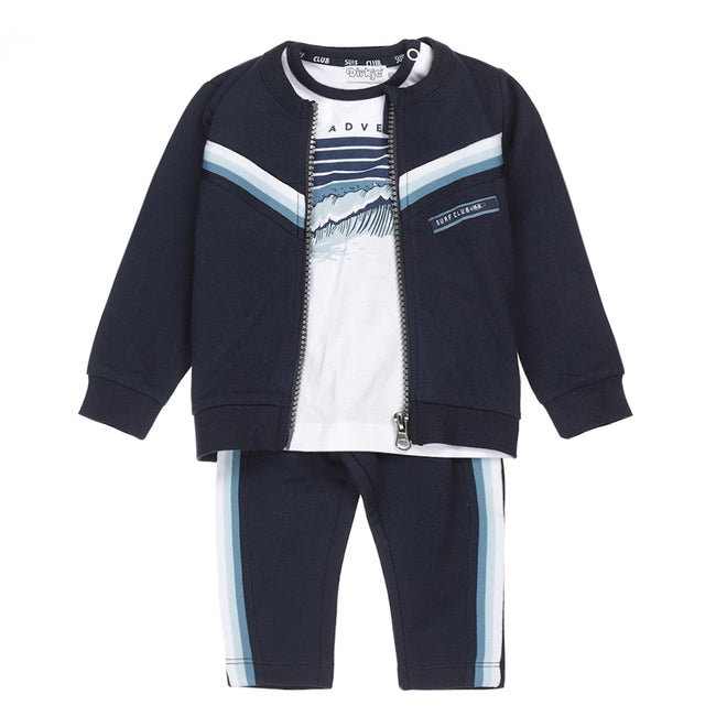 DIRKJE Baby Boy Navy 3 Piece Trouser, Tee and Jacket Set