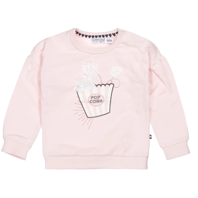 DIRKJE Little Girl Pink Long Sleeve Popcorn Tee