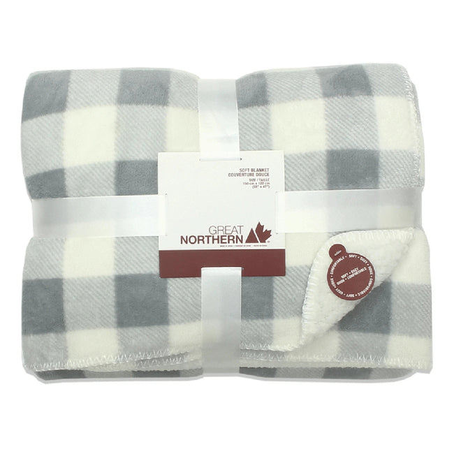 Great Northern Grey Plaid Sherpa Blanket