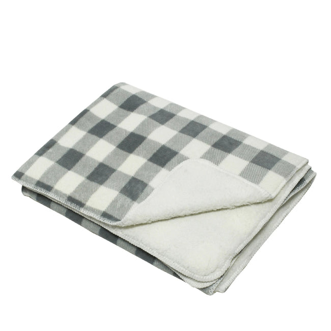 Great Northern Grey Plaid Sherpa Blanket 150 x 120 cm