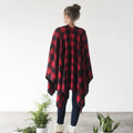 Great Northern Ladies Red Black Buffalo Plaid Poncho Back