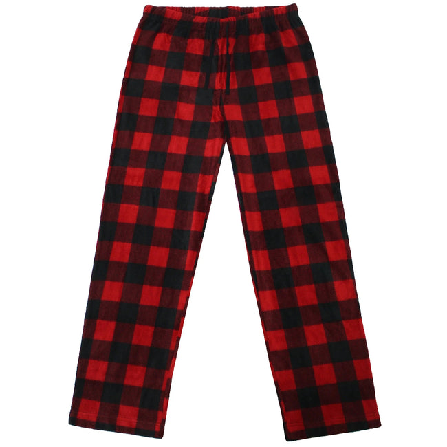 Great Northern Mens Red Black Buffalo Plaid Fleece PJ Pants