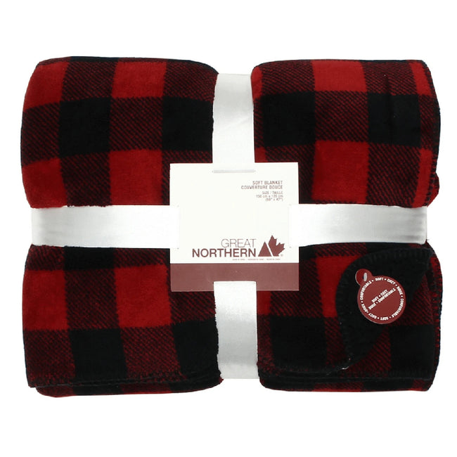 Great Northern  Red Black Plaid Sherpa Blanket