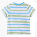 Hatley Little Boys White Tee Green and Blue Horizontal Stripes Back
