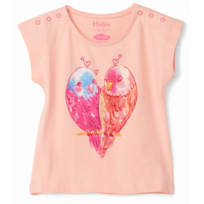 HATLEY Little Girl Pink Cozy Budgies Tee Front