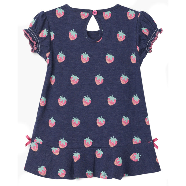 Hatley Little Girl Navy All Over Print Flounced Hem Dress Back
