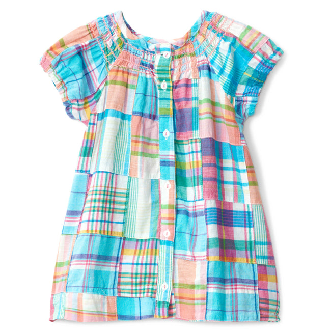 Hatley Little Girl Madras Plaid Smocked Dress Back