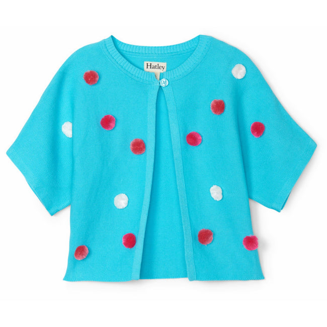 Hatley LIttle Girl Swing Sweater with Poms Front