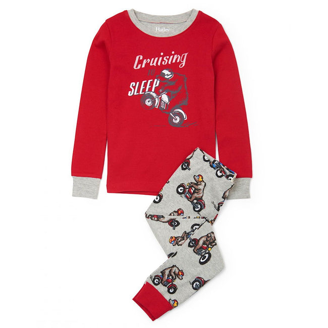 HATLEY Little Boy Organic Cotton Biking Bears 2 Piece Pajama