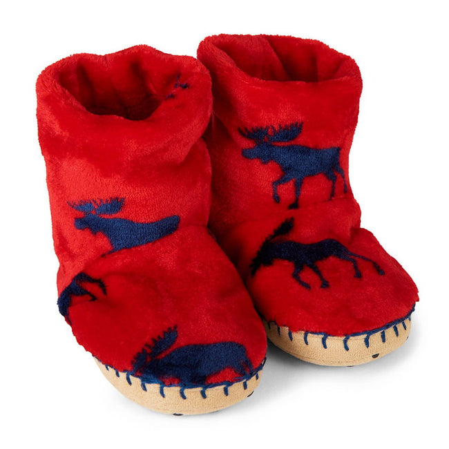 HATLEY Little Boy Slouch Fleece Slipper - Moose Gathering