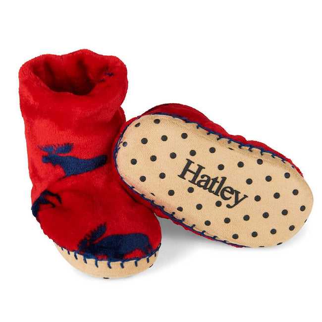 HATLEY Little Boy Slouch Fleece Slipper - Moose Gathering