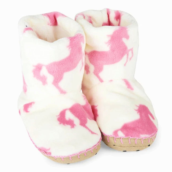 Hatley Kids Little Girl Playful Horses Slouch fleece Slippers