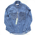 TRACTR Big Girl Denim Fringe Shirt