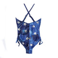 LIMEAPPLE Big Girl Preteen Blue with Silver Stars One Piece Swimsuit Back