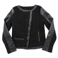 BLUBYBLU Big Girl Faux Leather Black Wool Jacket