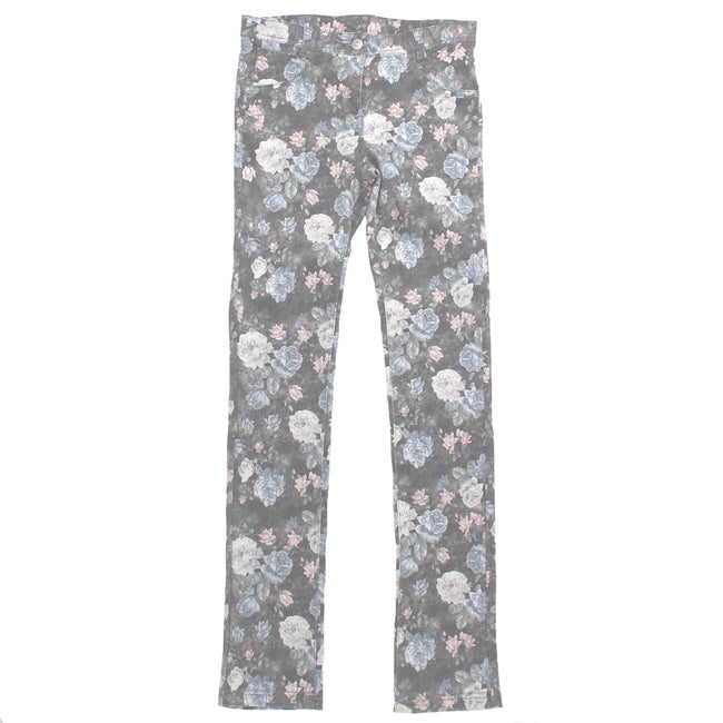 BLUBYBLU Big Girl Skinny Stretch Dark Grey Floral Jean (Sz 14)