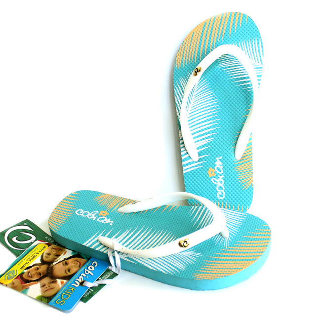 Cobian Kids Girls Blue White Flip Flops