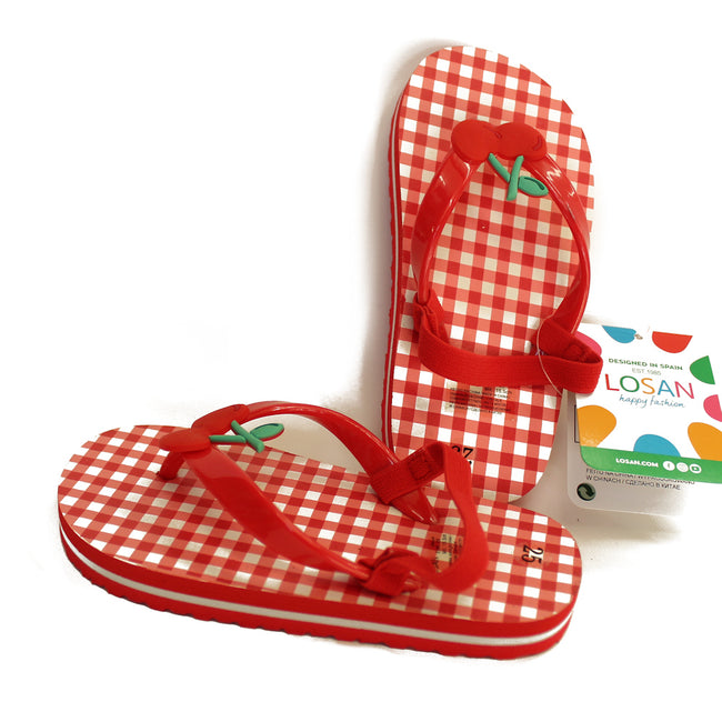 Losan Little Girl Cherry Flip Flops Red