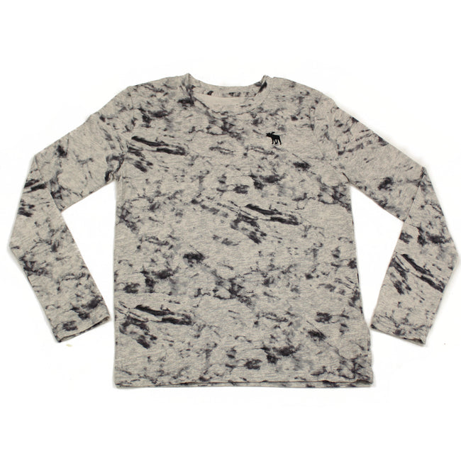 Abercrombie Kids Teen Boys Dyed Grey Navy Long Sleeve Shirt
