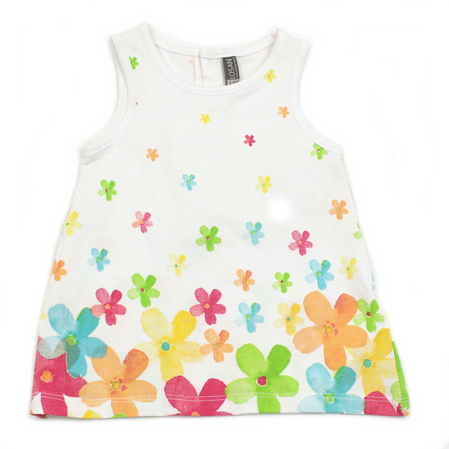 Losan Baby Girl Printed Flowers White Dress