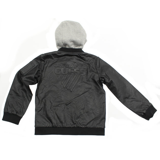 Guess KIDSWEAR Little Boys Faux Leather Bomber Jacket Back