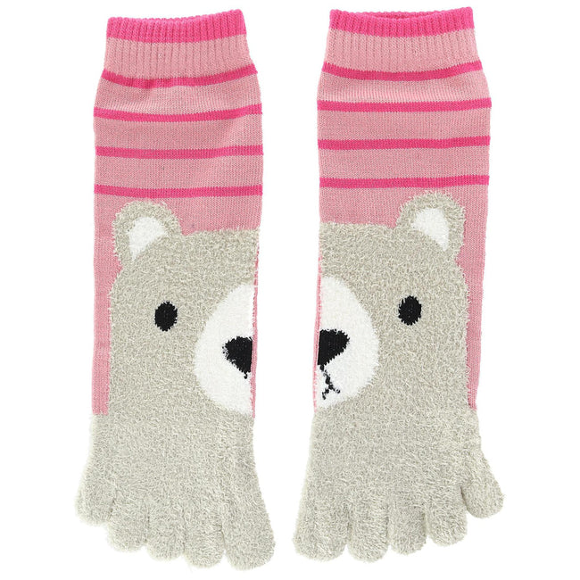 DENSLEY Toed Novelty Critter Socks Cat Raccoon Bear Dog for Kids