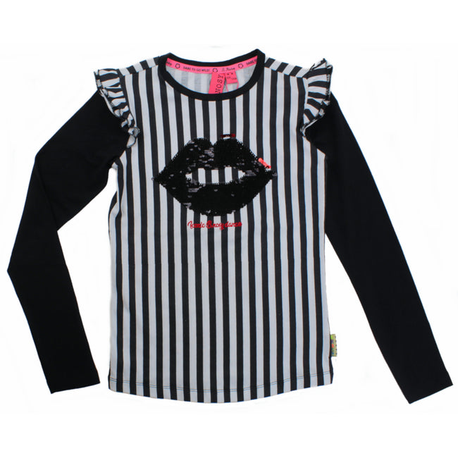 B. NOSY Tween and Teen Girls Sequin Lips Long Sleeve Top