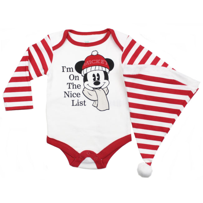 Disney Infant Santa Christmas Bodysuit with Hat