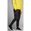 Jack Jones Black Denim Cargo Joggers model side