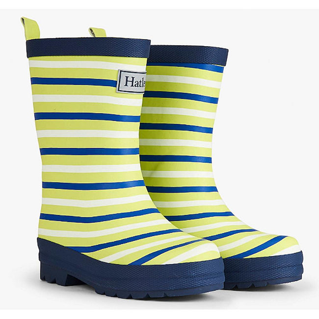 Hatley Kids Little Girl or Boy Lime Stripes Rain Boots