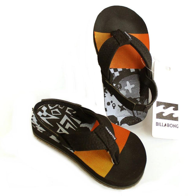 Billabong Kids Toddler Black Orange Flip Flops