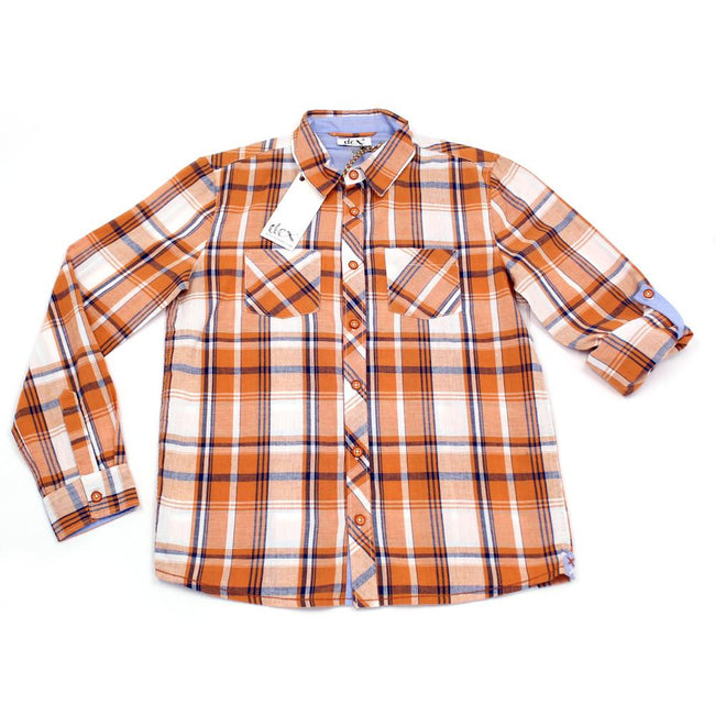 DEX KIDS Big Boy Orange Plaid Shirt