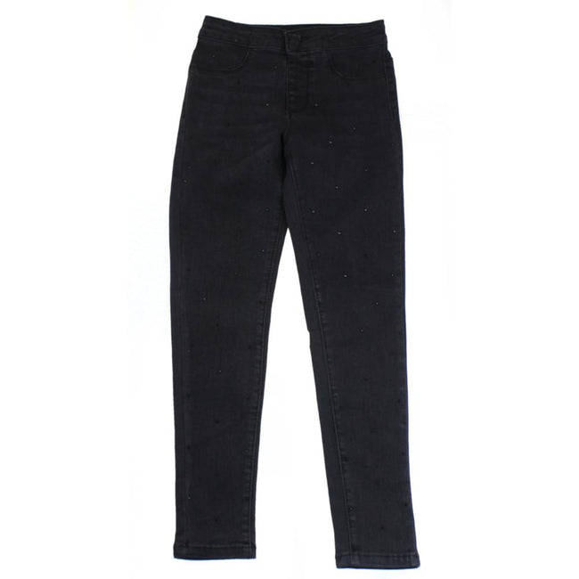 DEX Big Girl Black Jeggings with Rhinestones Front
