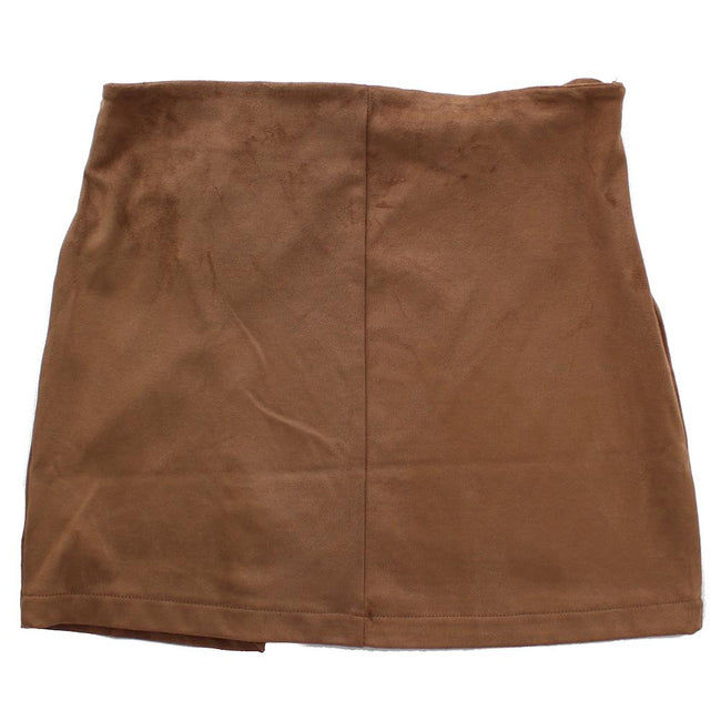 DEX KIDS Big Girl Brown Faux Suede Short Skirt Back