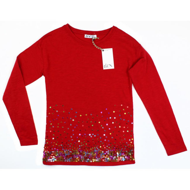 DEX KIDS Big Girl Preteen Girls Cherry Red Long Sleeve Top