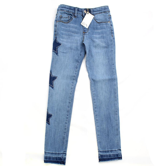 DEX KIDS Big Girl Denim Jeans with Side Stars Front