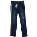 DEX KIDS Big Girl Distressed Jeans with Side Stripe Front