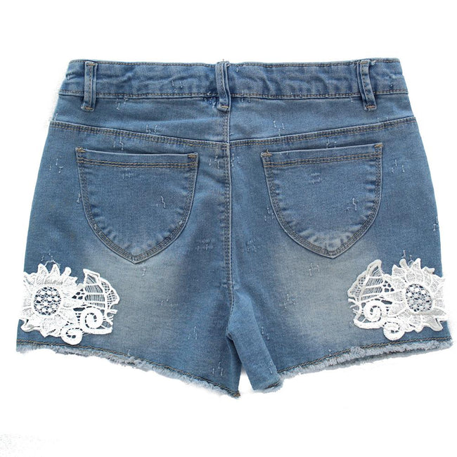 DEX KIDS Big Girl Lace Detail Jean Shorts Back