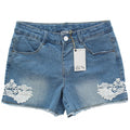 DEX KIDS Big Girl Lace Detail Jean Shorts Front