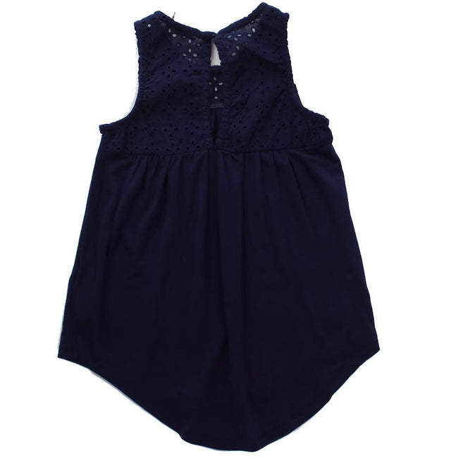DEX KIDS Big Girl Navy Eyelet Tank Top Back
