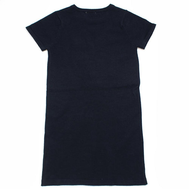 DEX KIDS Big Girl Navy with Red Hearts Knit Dress Back