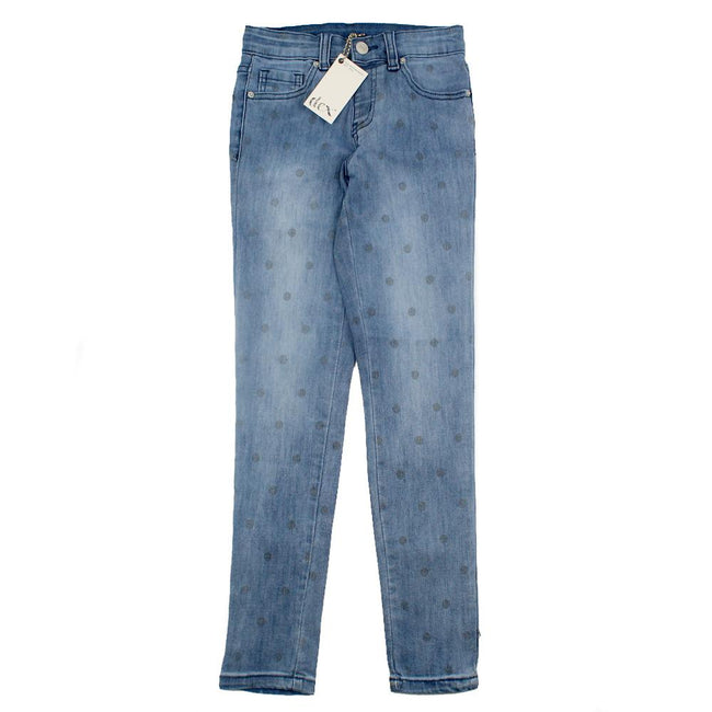 DEX KIDS Big Girl Pull On Skinny Denim Polka Dots Jeggings Front