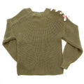 DEX KIDS Big Girl Sage Green Tie-Shoulder Chenille Sweater Back