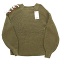 DEX KIDS Big Girl Sage Green Tie-Shoulder Chenille Sweater Front